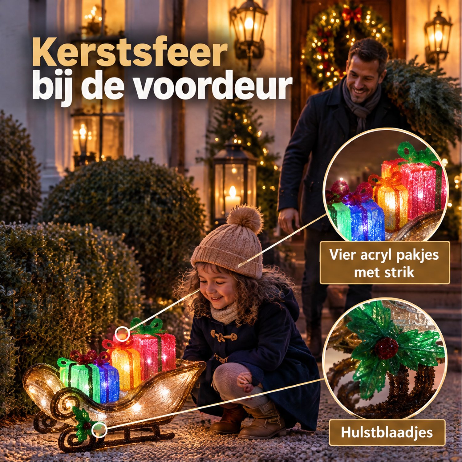 Levano Kerstverlichting Buiten Figuren - Arreslee met 40 LED - Kerstlampjes - Kerstdecoratie voor Binnen - Kerstversiering Buiten - Kerstfiguren - Kerstslee - Sfeerverlichting - Kerstfiguur met Licht - Kerstdecoratie Tuin - Timer - IP44 – foto 2
