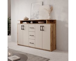 Meubella - Duna - Dressoir - Eikenpatroon/Beige - 139x34x90 cm