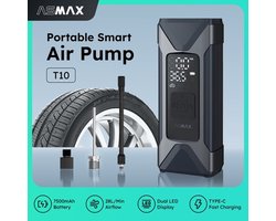 Draagbare Luchtpomp T10 - 160 PSI Max Druk - 7500mAh Accu - Plastic Behuizing - Voor Auto Fiets Bal - Digitale Compressor