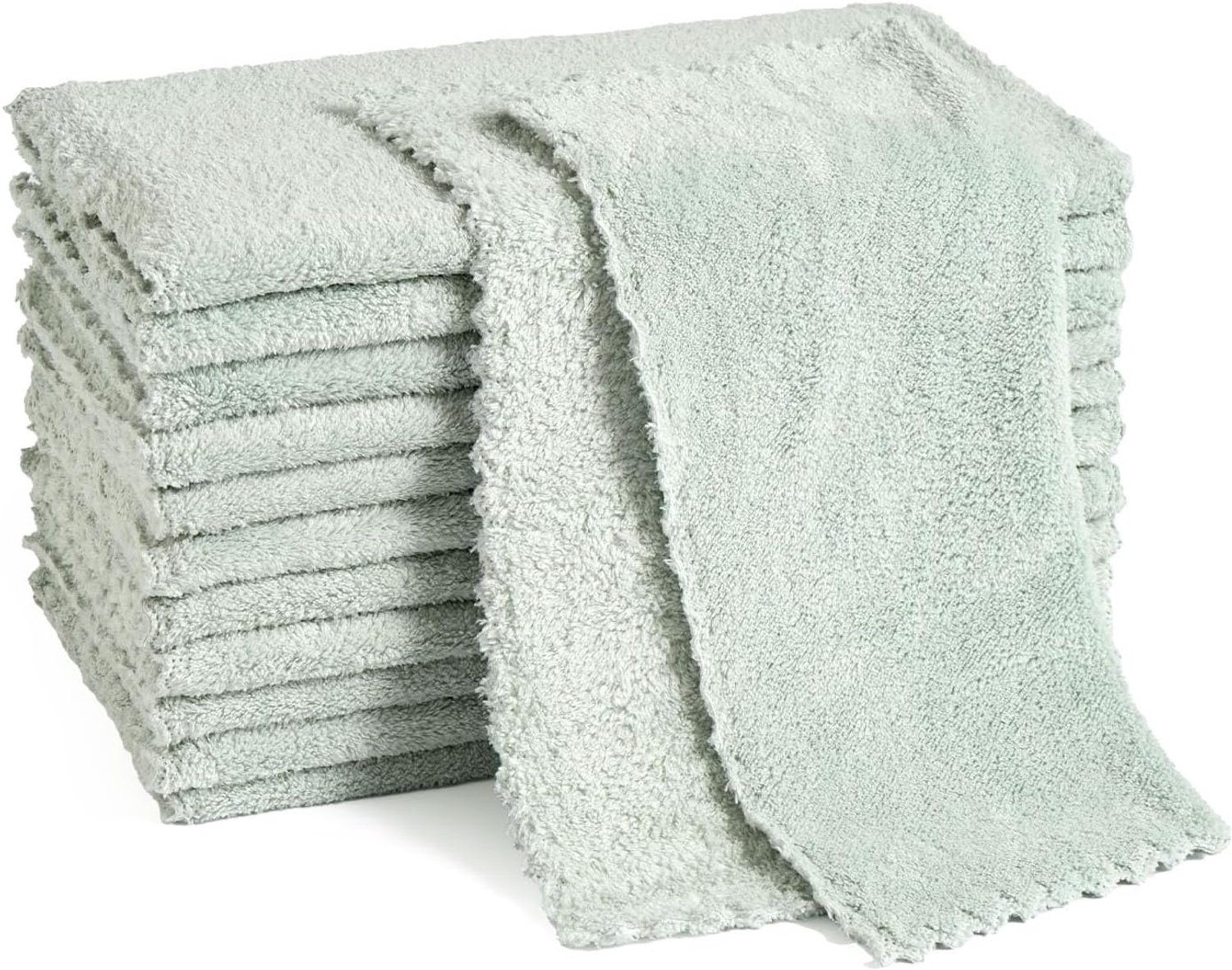 Microvezeldoekjes - Schoonmaakdoekjes - Super Absorberend - Krasvrij - Wasbaar - 30 x 30 cm - Celadon - 12 Stuks