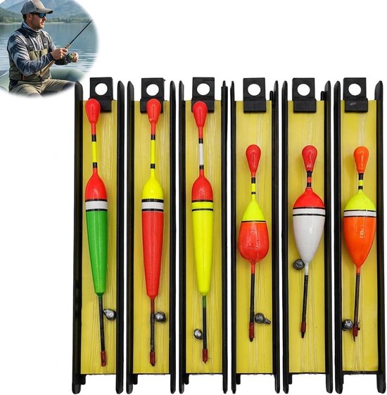 Complete Set van 6 Vissersboeien met Lood, Vissnoer en Vishaak voor Zoetwatervissen, Ideaal voor Forel, Zander en Snoek in Meer, Rivier en Stroom — afbeelding 5