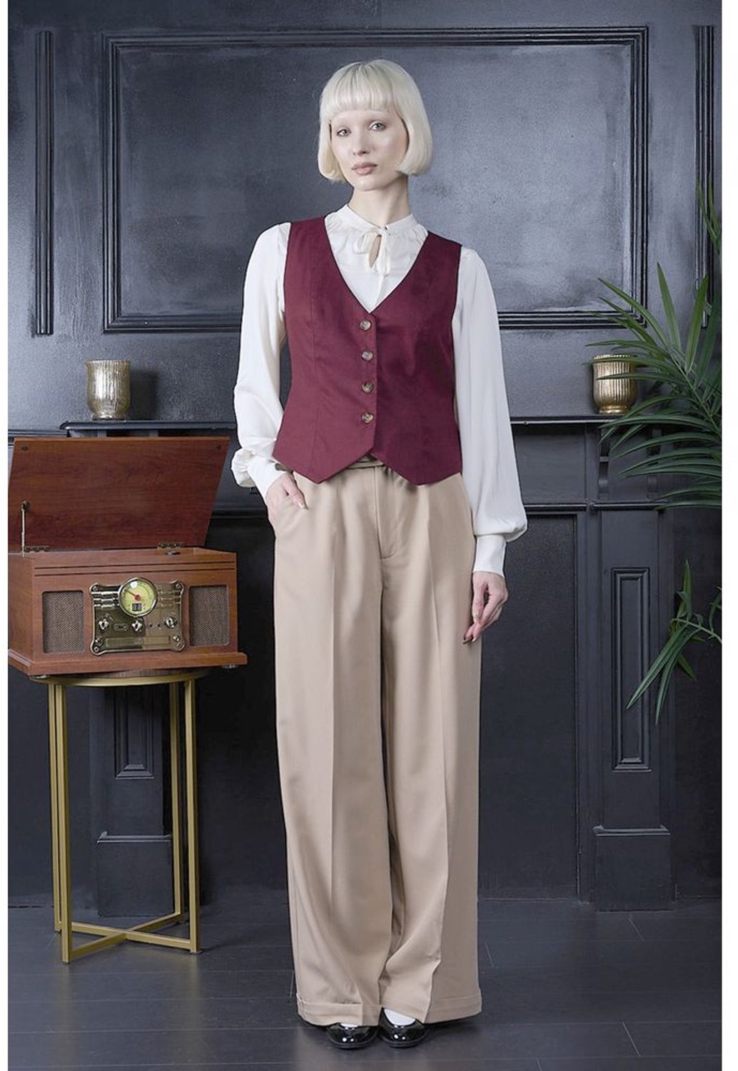 Banned - Joanna 40S High Waist Broek rechte pijpen - 2XL - Beige