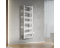 BELRAD elektrische handdoekradiator met blower – Smart WiFi – digitale thermostaat – 1850W – 1640x540 mm – glanzend wit