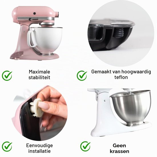 schuifvoet “Mover” te combineren met de 4.3 & 4.8 liter keukenmachines voor het eenvoudig verplaatsen en verschuiven van de mixer. Vrijwel onzichtbaar onder de machine — afbeelding 3