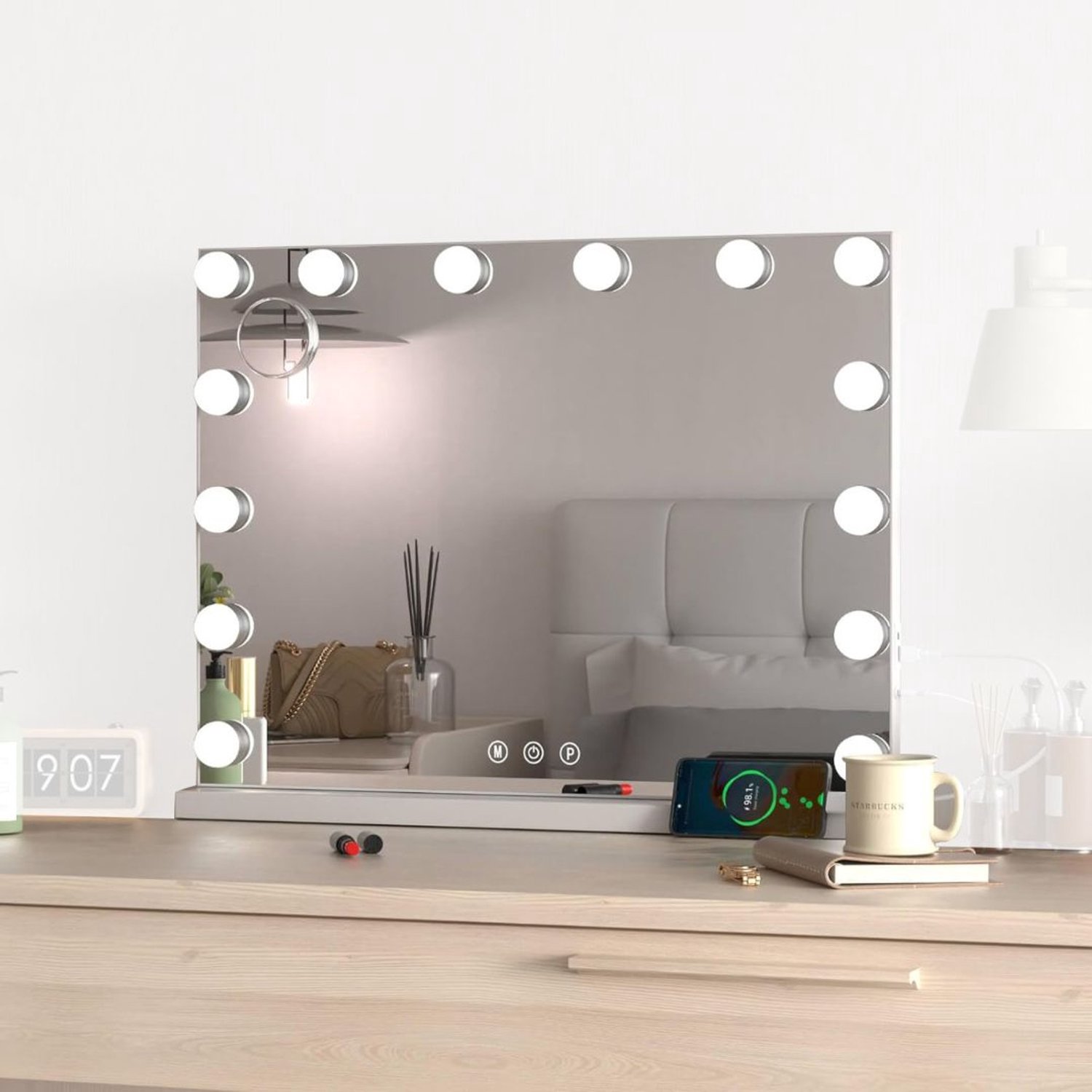 Hollywood Spiegel met Verlichting - Make Up Spiegel - Make Up Tafel - Wit