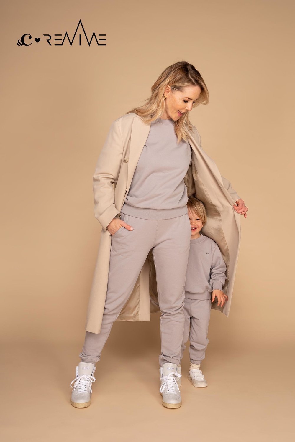 REVIVE x &C - Joggingbroek Dames - Long Length, Biologisch Katoen - Light Grey - Maat XS