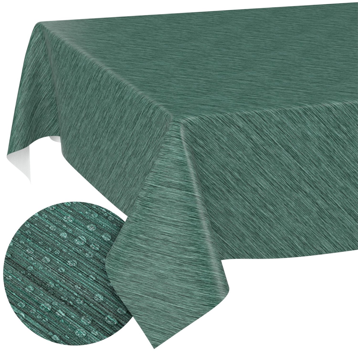 ANRO Tafelzeil op rol Linnenlook Groen 140cm x 20m – Afwasbaar Tafelkleed Rechte rand Waterafstotend