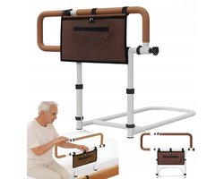 Bedbeugel - Opstahulp Voor Bed - Bedhek met Opbergtas - Bedsteun - Bedhulpmiddel - ToT 150 kg - Uitval bescherming - Verstelbare Hoogte & Breedte - Antislip Handgreep - met Opbergtas - Bedhulp - Voor Ouderen Zwangeren & Gehandicapten