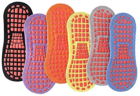 Set van 6 antislip Pilates-sokken, yoga-sokken voor dames, antislipsokken, geschikt voor Pilates, ziekenhuis, trampoline en andere sporten, kerstcadeau.