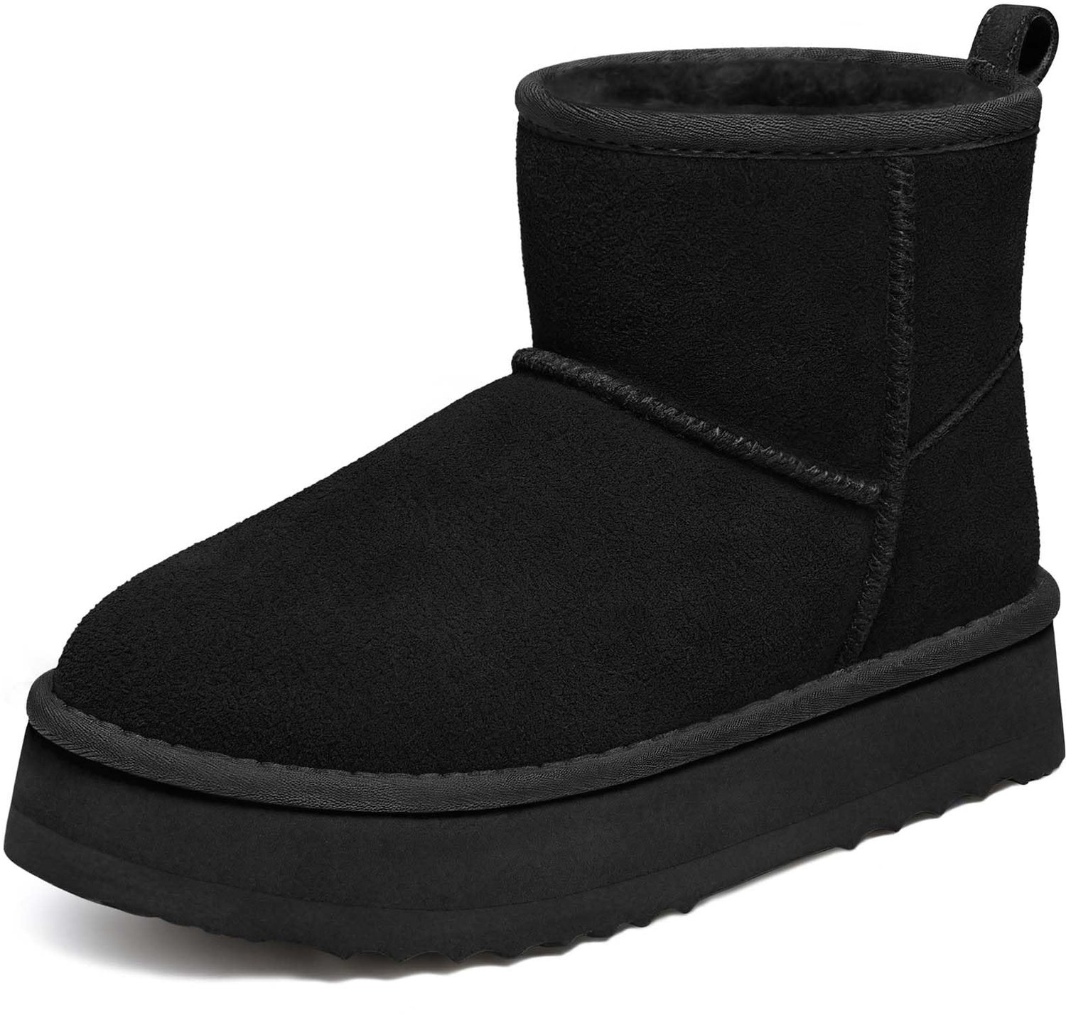 Homaxy Dames Snowboots suède Boots Warme winterschoenen dames Antislip dikke zool Verdikte voering van imitatiewol – 37 Geschikt voor voetlengte van 23.50cm Zwart