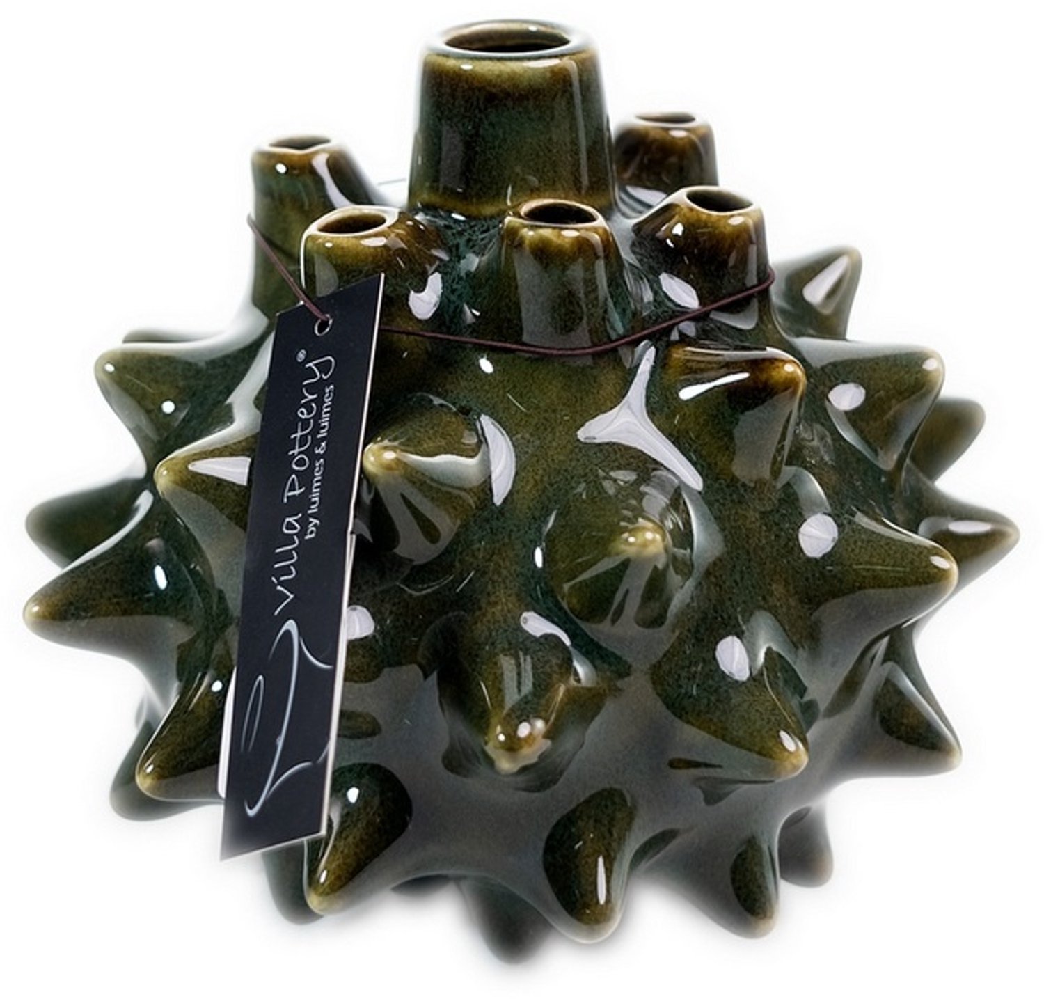Villa Pottery Malibu tulpenvaas Donker Groen 16 x 15 x 14 geel