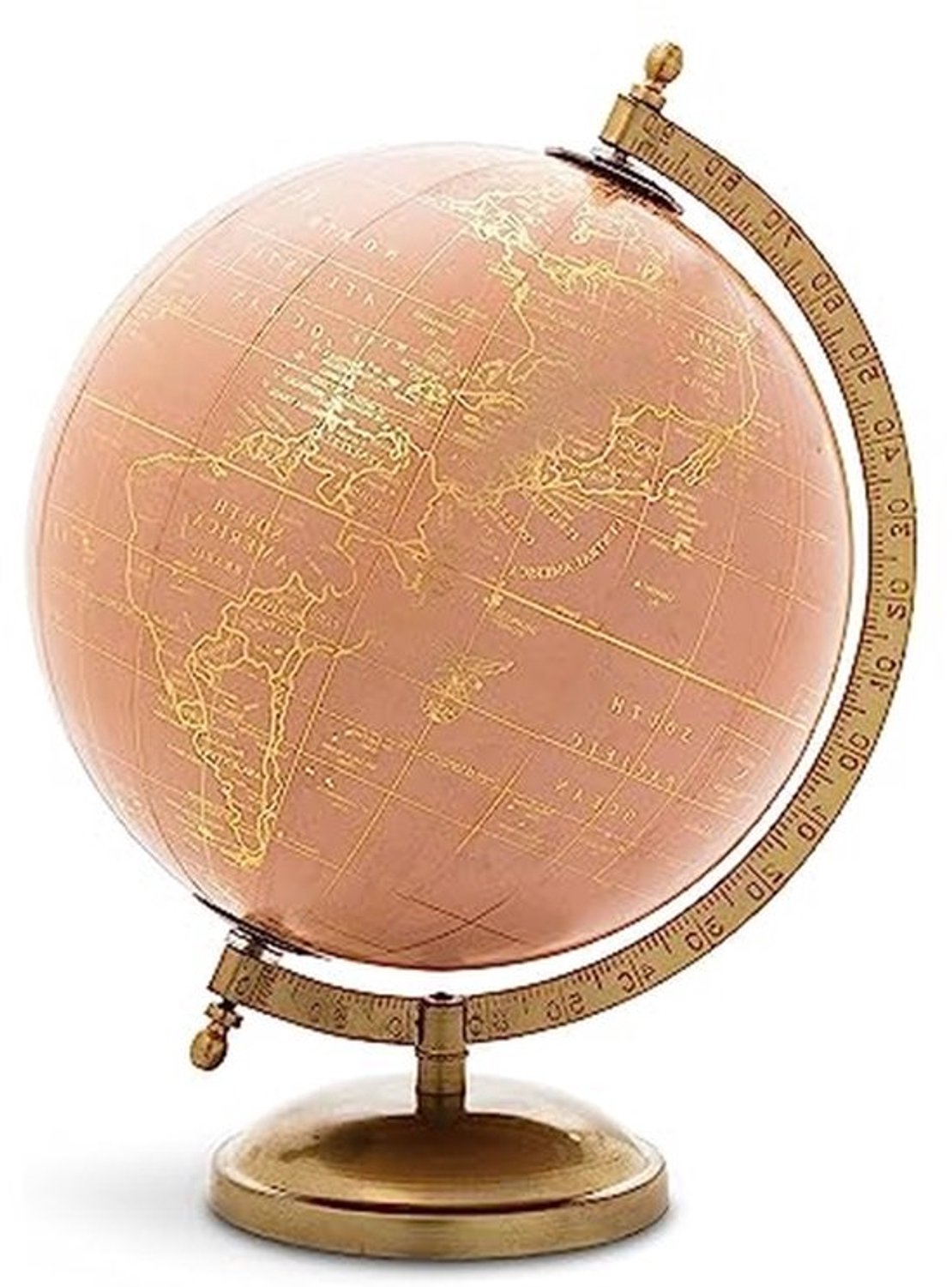 Decoratieve wereldbol - Draaibare globe - Sfeervolle kamerdecoratie - Klassiek ontwerp - 28 cm hoog - Roze/goud