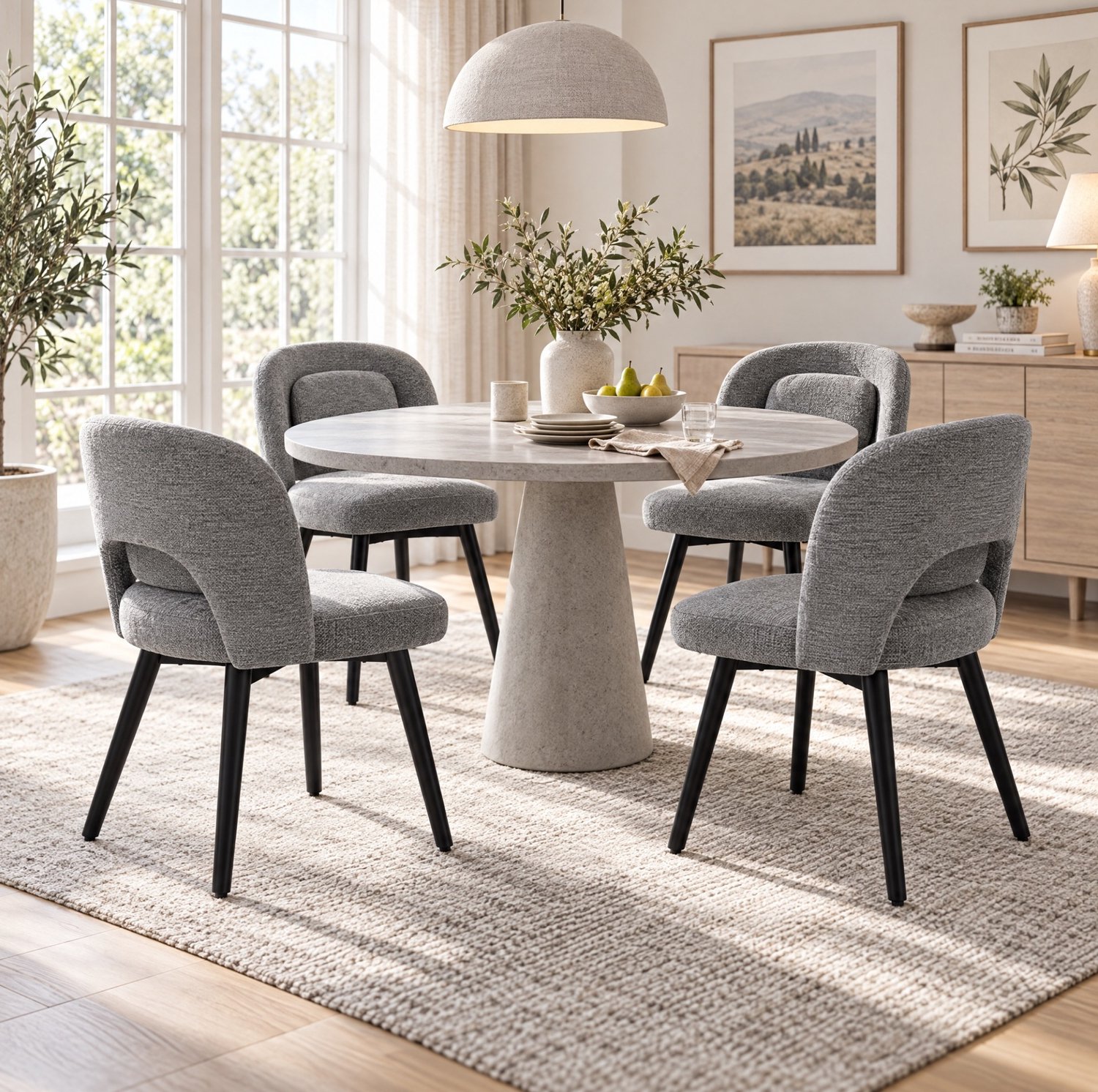 MODFU Eetkamerstoel Set Van 2 - Draaibaar - Velvet - Grijs - 46 x 46 x 77,5 cm