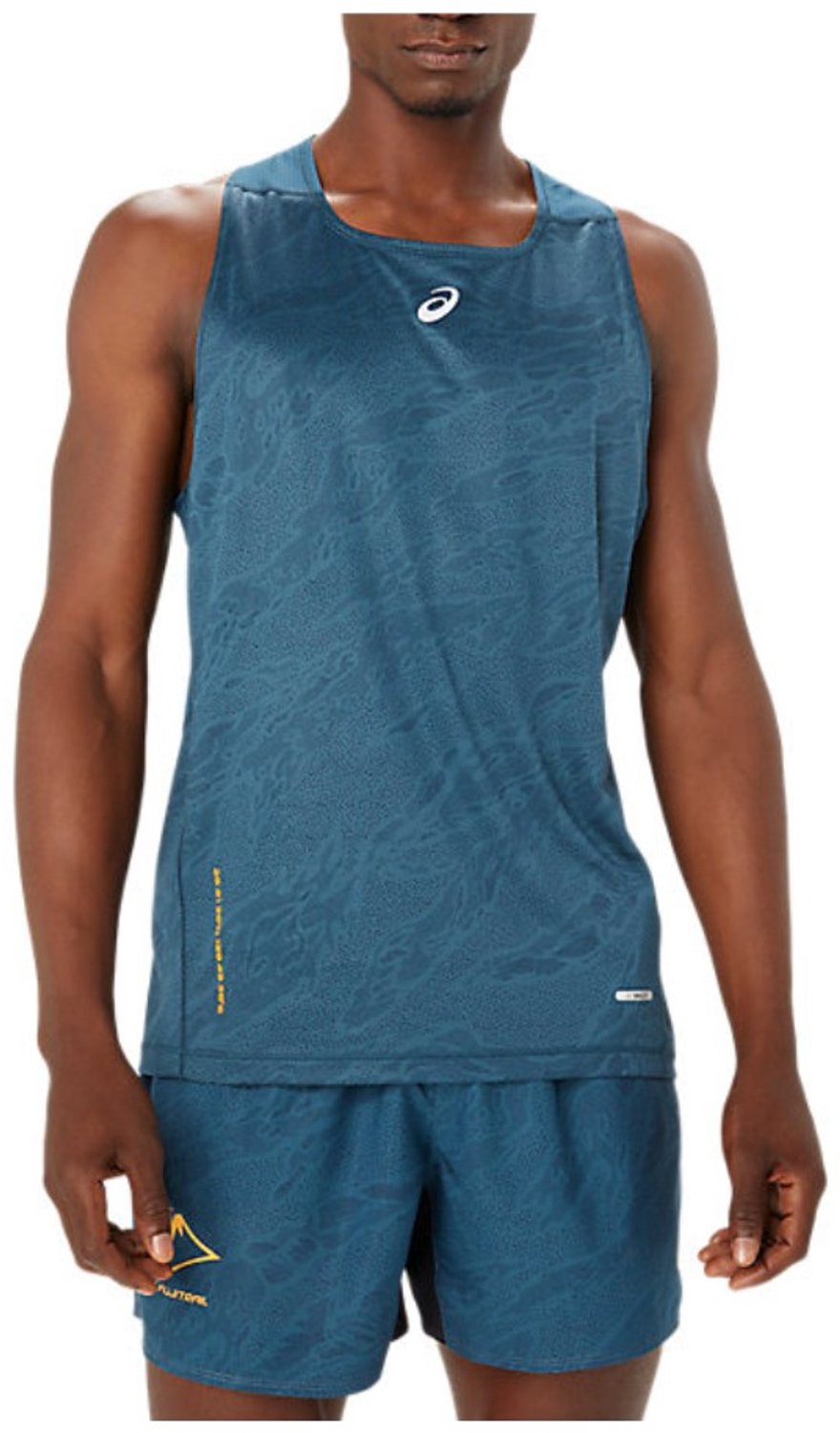Asics FUJITRAIL SINGLET Sportshirt Magnetic L Blauw