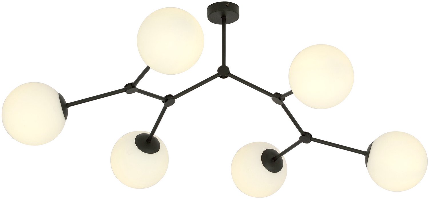 Emibig SPACE 6 BLACK/OPAL - Moderne plafondlamp voor sfeervolle verlichting