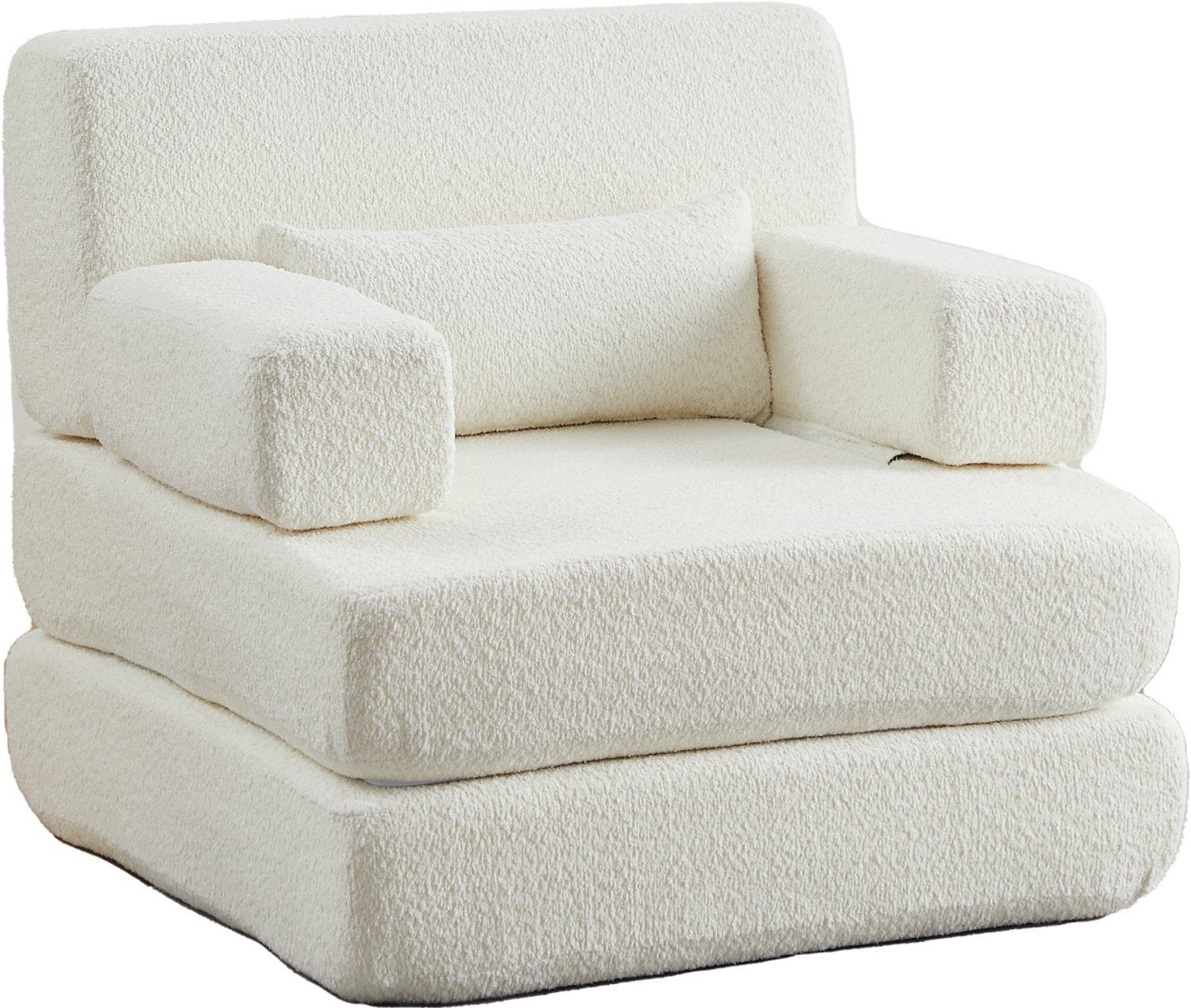 Wishdor 1-zits slaapbank - Modulair en opvouwbaar - Zonder gereedschap om te bouwen - Chenille met ijzeren frame - Woonkamer slaapkamer kantoor - Beige