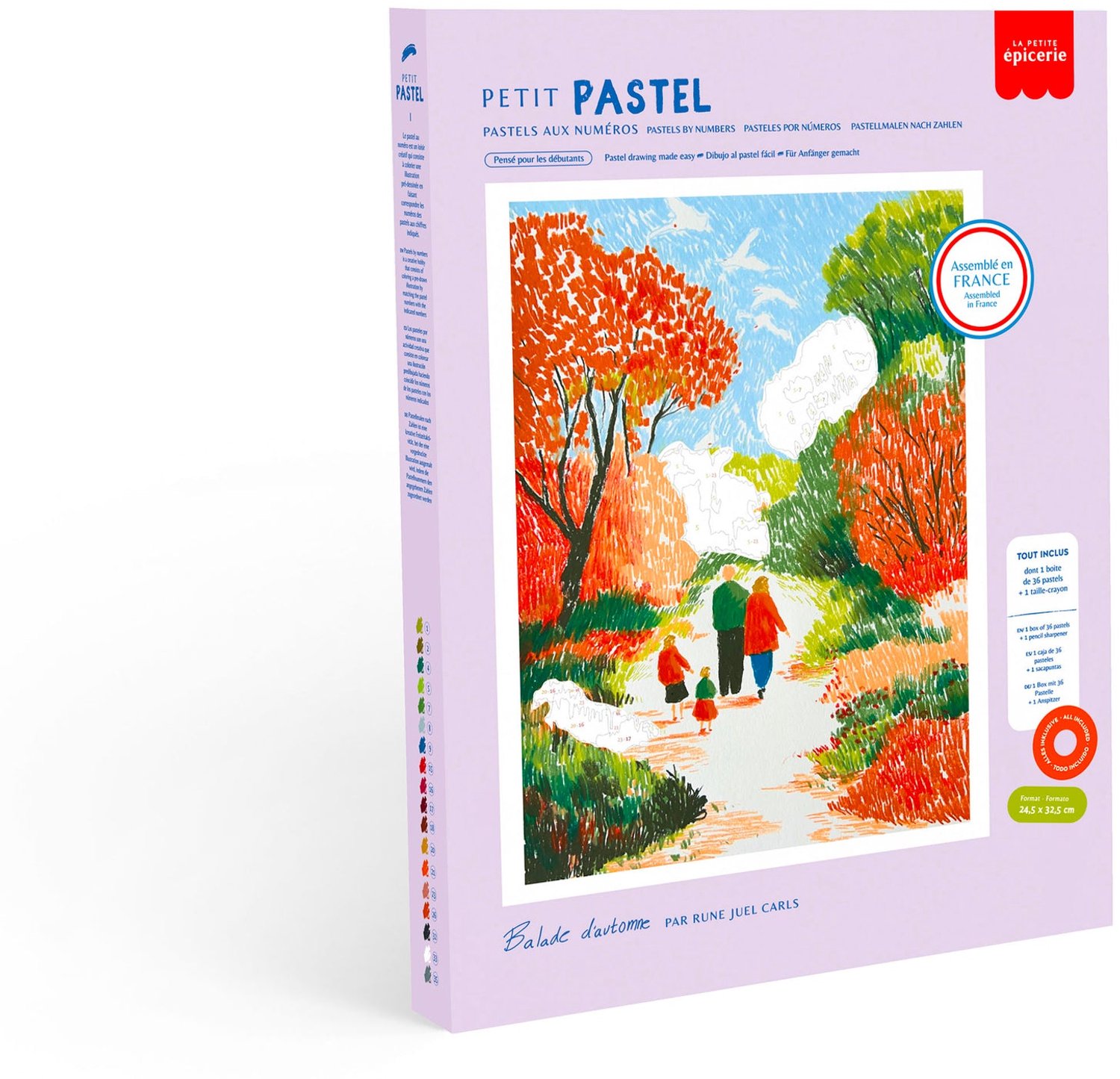 La Petite Épicerie Petit Pastel Balade d'Automne – Schilderen op Nummer met 36 Pastels, Creatieve Hobbyset