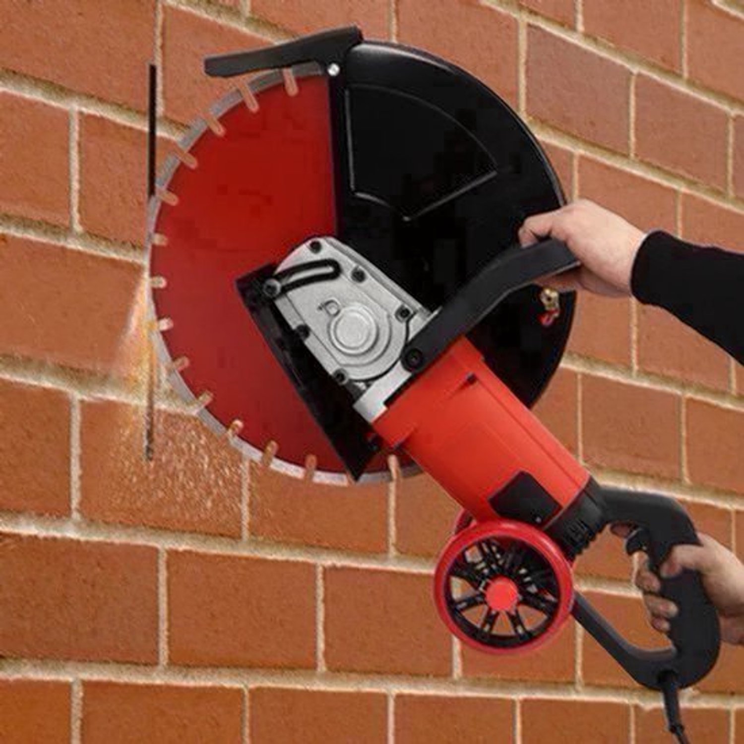 Elektrische Betonzaag - Betonfrees - Betonzagen -Steenzaagmachine - Muurfrees - Stofvrije Snijmachine - met Wielen - voor Beton - Steen - en Baksteen - Zaagmachine - 16 inch - 4000W - 3000 RPM - Nat/Droog Cirkelzaag