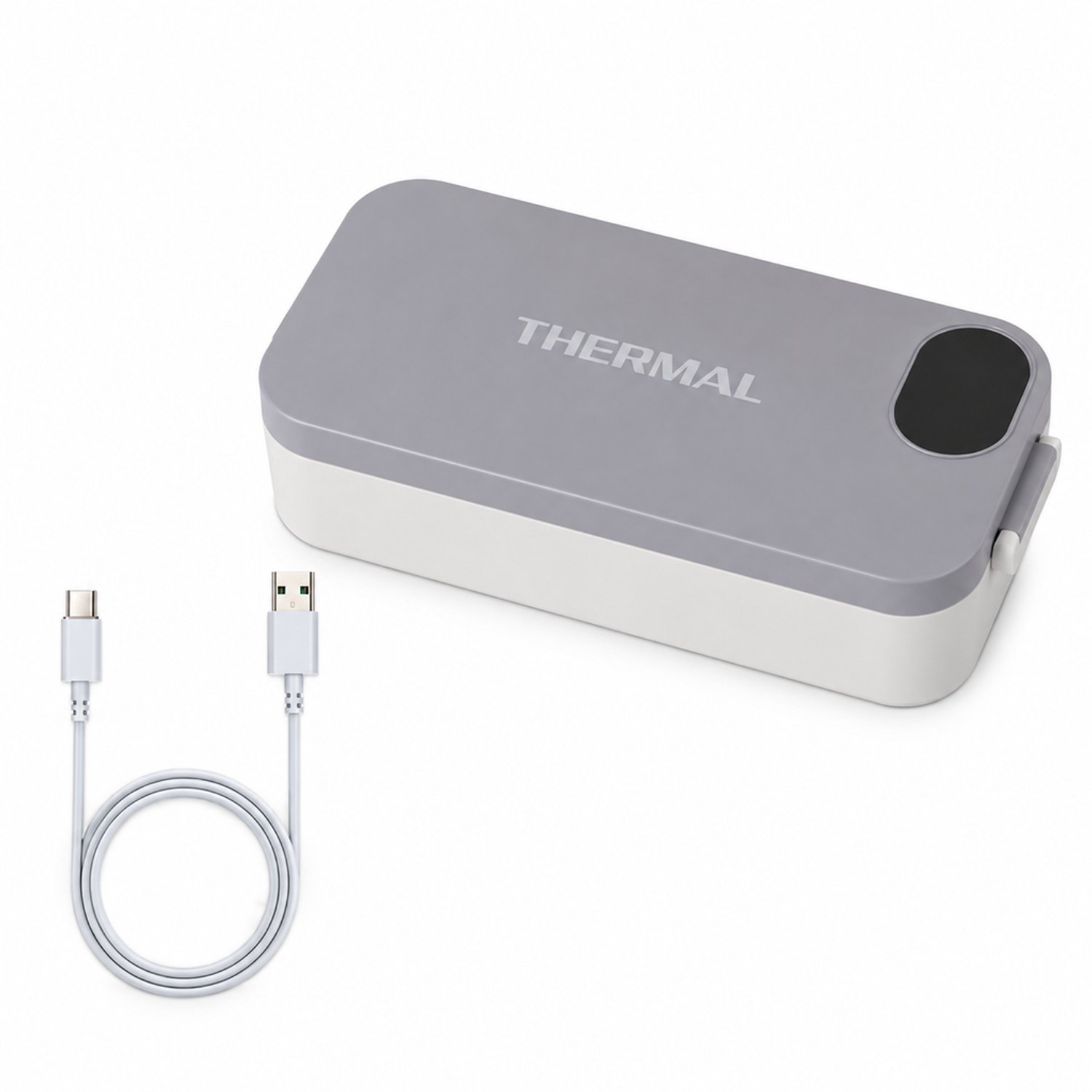 Broodtrommel met elektrische verwarmingsfunctie, 15 W, 304 roestvrij staal en ABS, aansluitkabel, donkergrijs, 26 × 12 × 7 cm