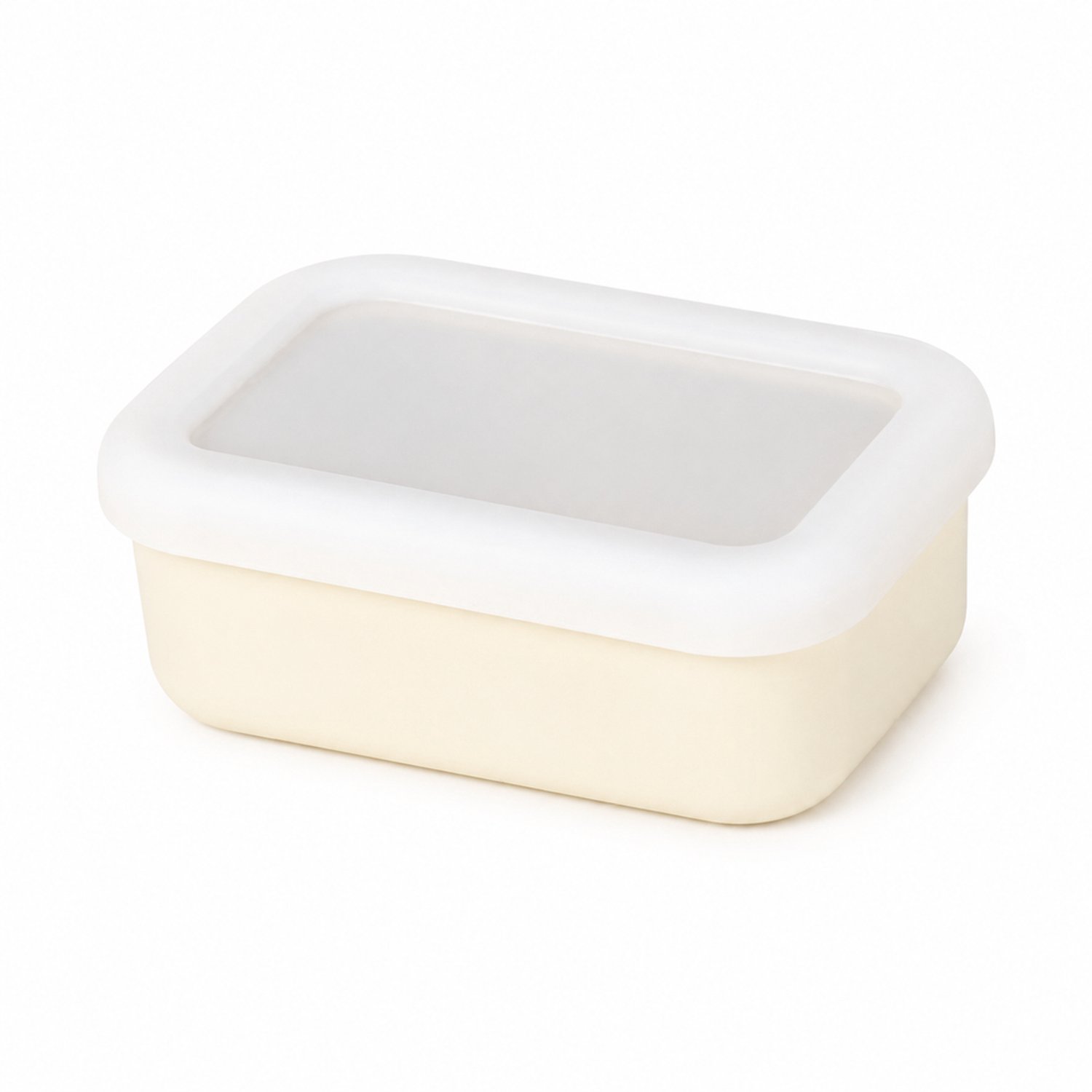 Broodtrommel van 250 ml, rechthoekig met deksel, gebroken wit, 12,5 × 8,5 × 4,5 cm