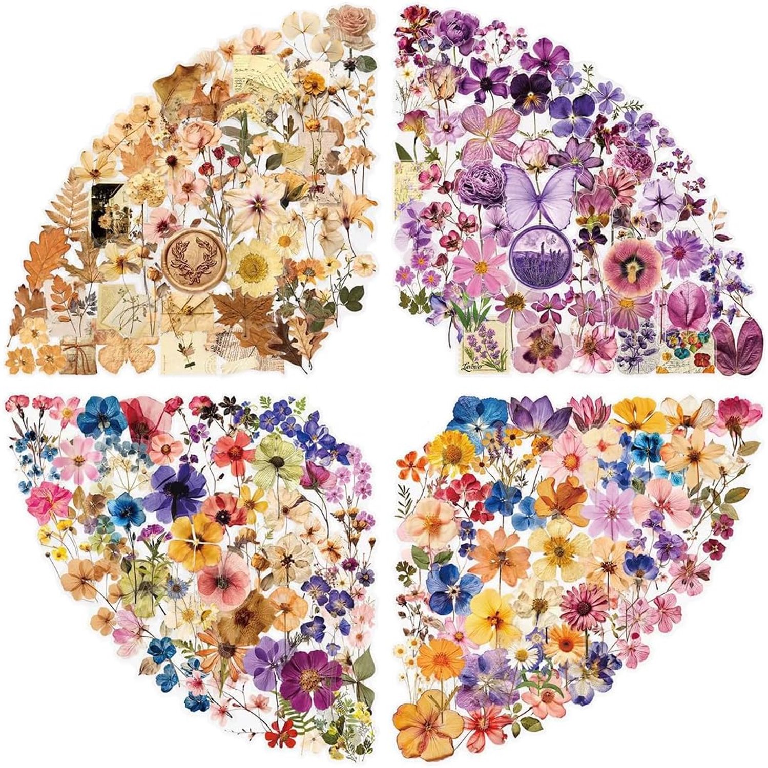 200 stuks transparante plakboekstickers, PET-bloemenstickers, plantenstickers, bloemenstickers voor scrapbook - Vemera