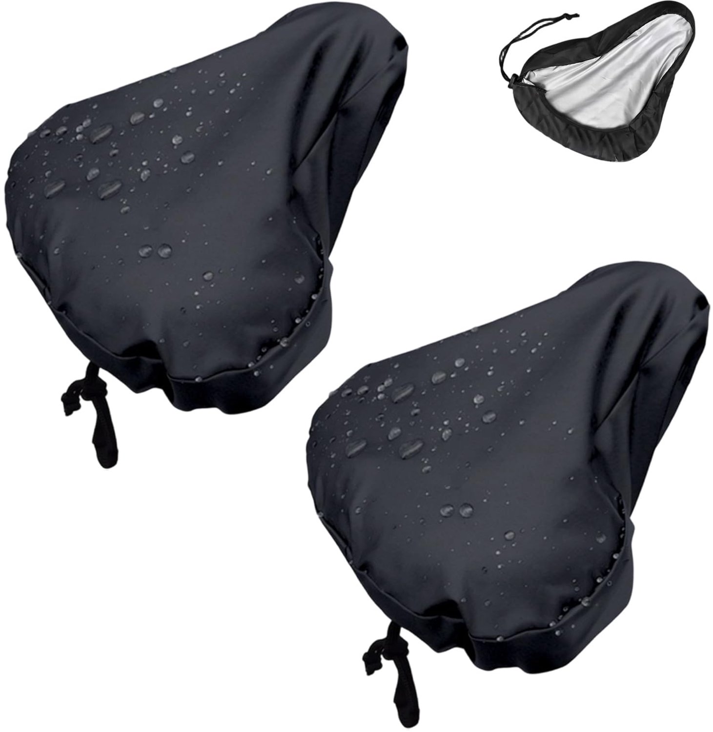 Famanu - Fietszadel beschermhoes - Bescherming tegen regen en vuil - Waterdicht 210D Polyester Nylon - Zwart 2 stuks