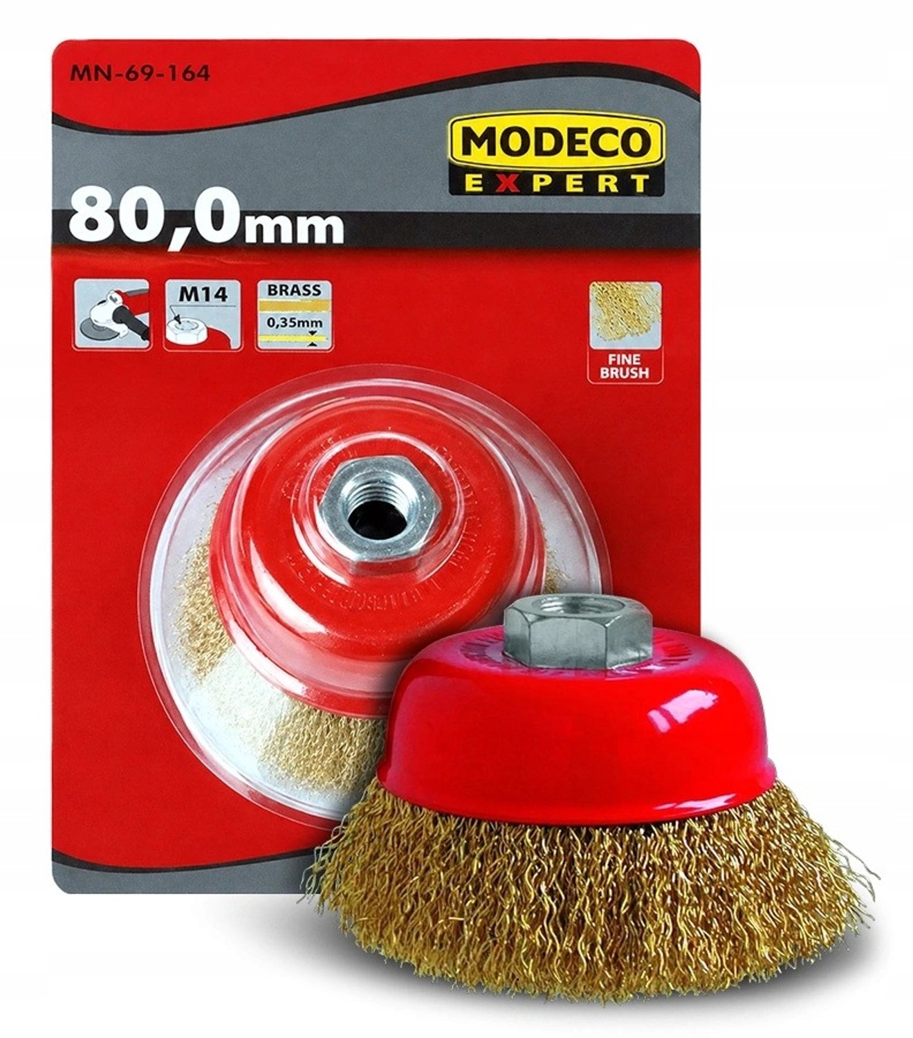 Modeco Schijfborstel Messing 80mm M14 voor Haakse Slijper