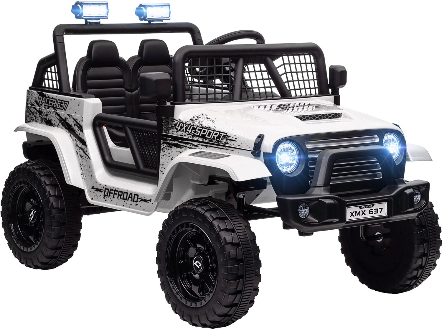 Playon Elektrische kinderauto - Met vering en afstandsbediening - 109 x 67 x 68,5 cm - Wit