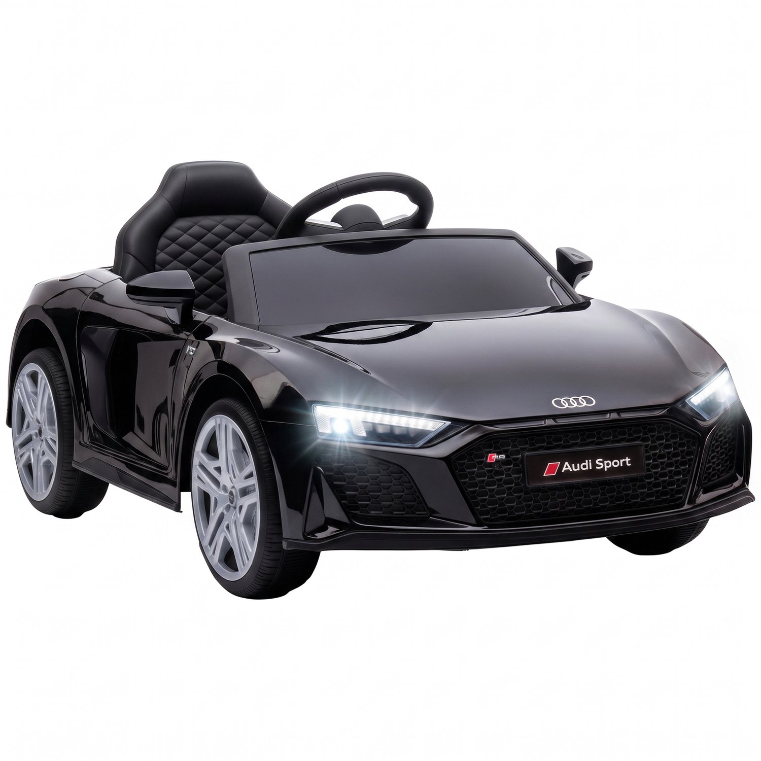 Playon Audi R8 Spyder Elektrische kinderauto - Met afstandsbediening, vering en muziek - 107 x 58 x 44 cm - Zwart