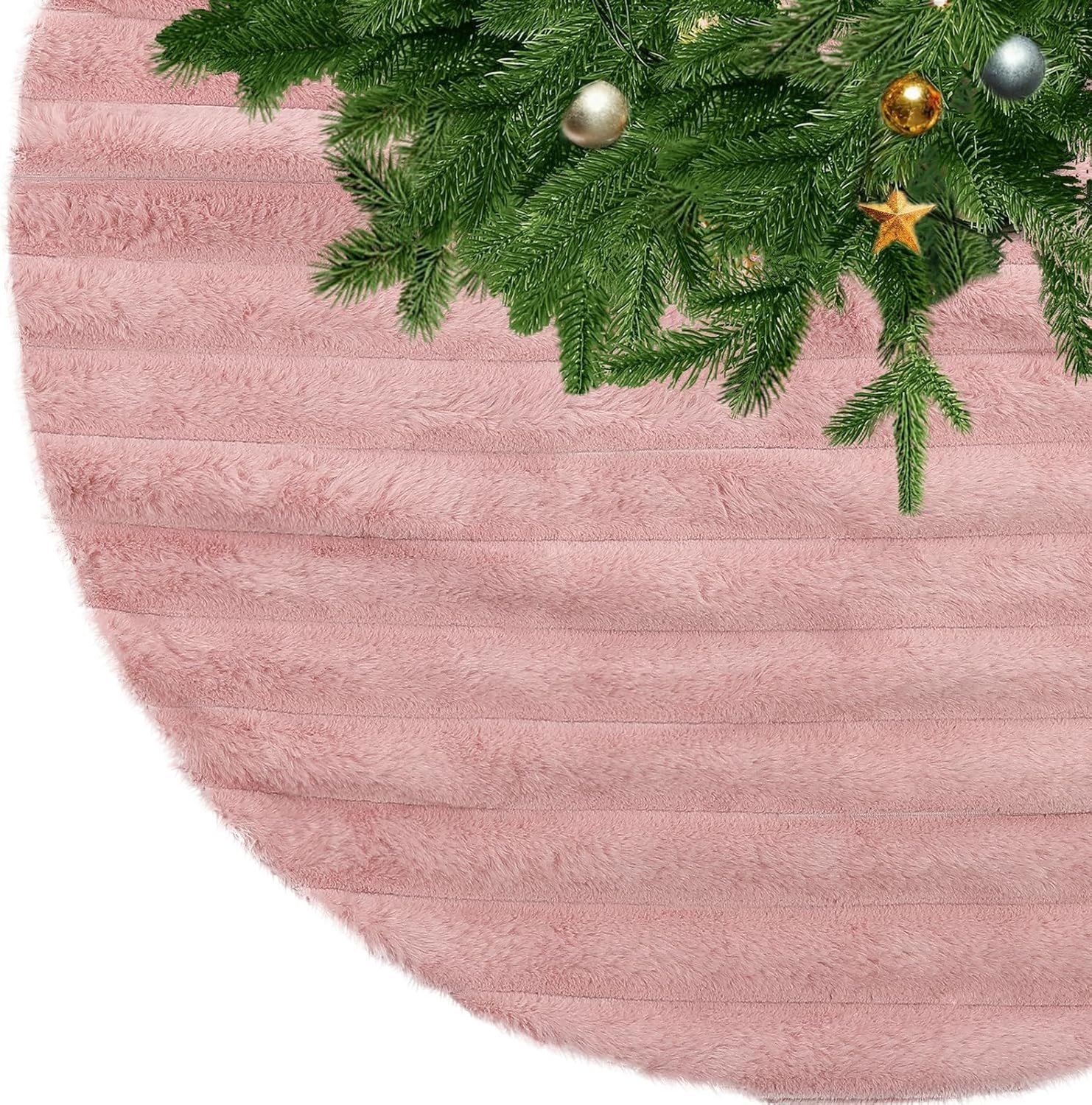 Fluffy Roze Kerstboomrok van Neppels, Dikke en Zachte Kerstboommat, Luxe Kerstdecoratie voor een Feestelijke Sfeer