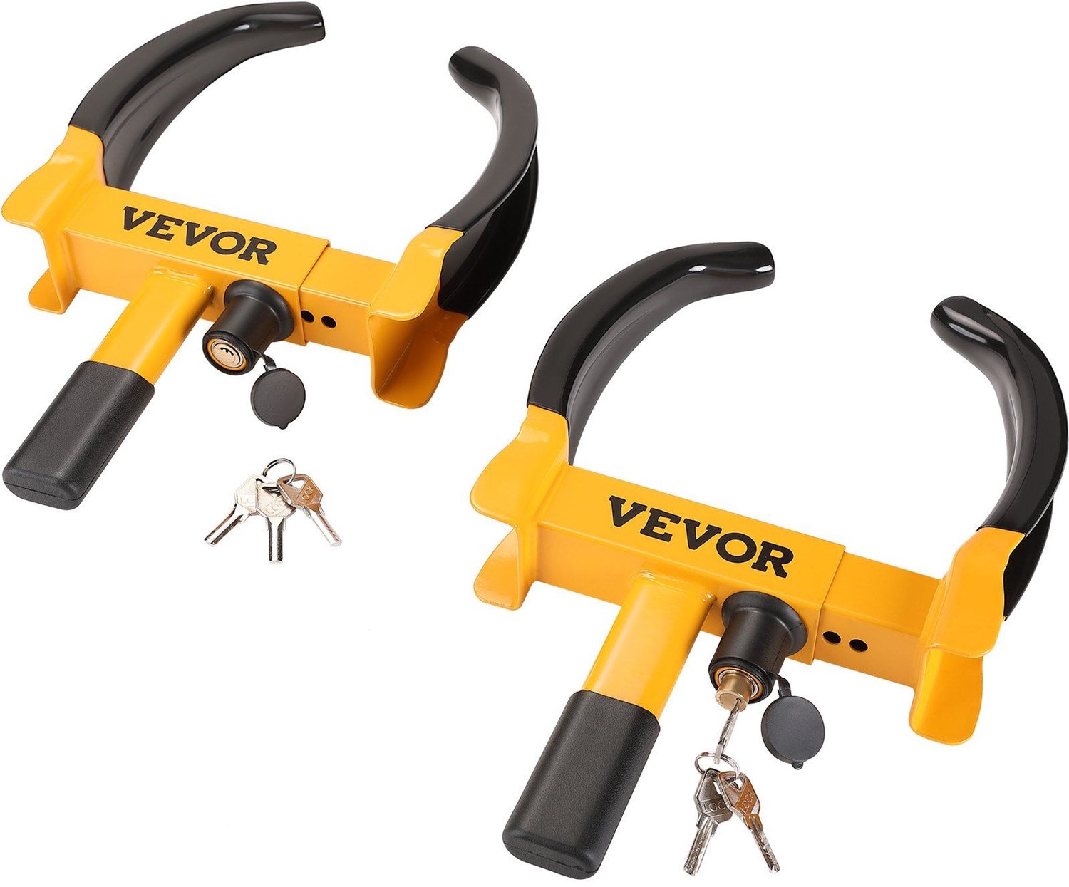 Wielsloten- 2 stuks universele wielklemmen- verstelbare antidiefstal wielklemmen voor aanhangers- robuuste stalen wielsloten voor ATV's- campers- SUV's- auto's- golfkarretjes- boten en motoren- inclusief 6 sleutels
