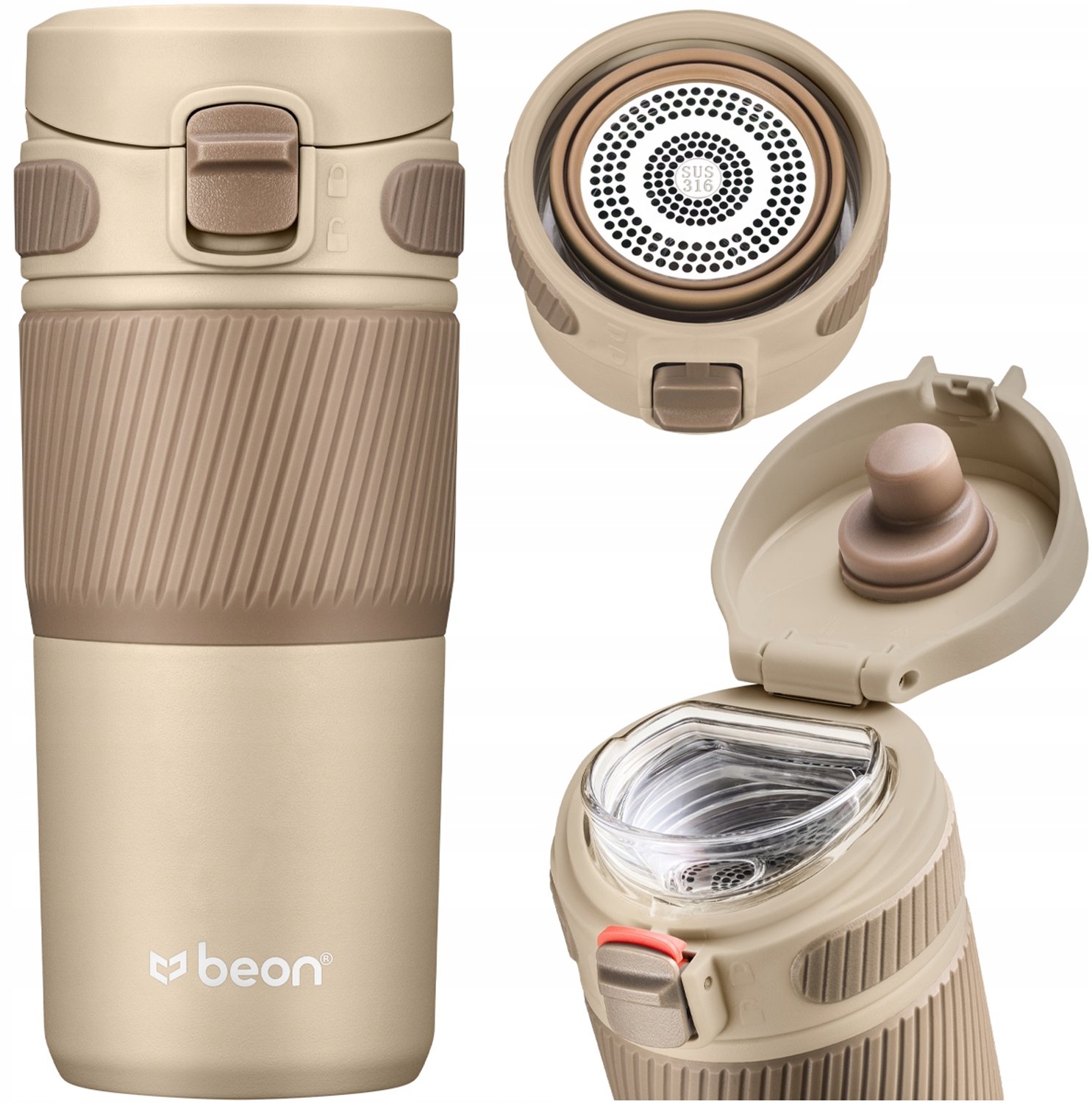 Beon Origo Thermosbeker 450ml - Lekvrij, Antislip, RVS