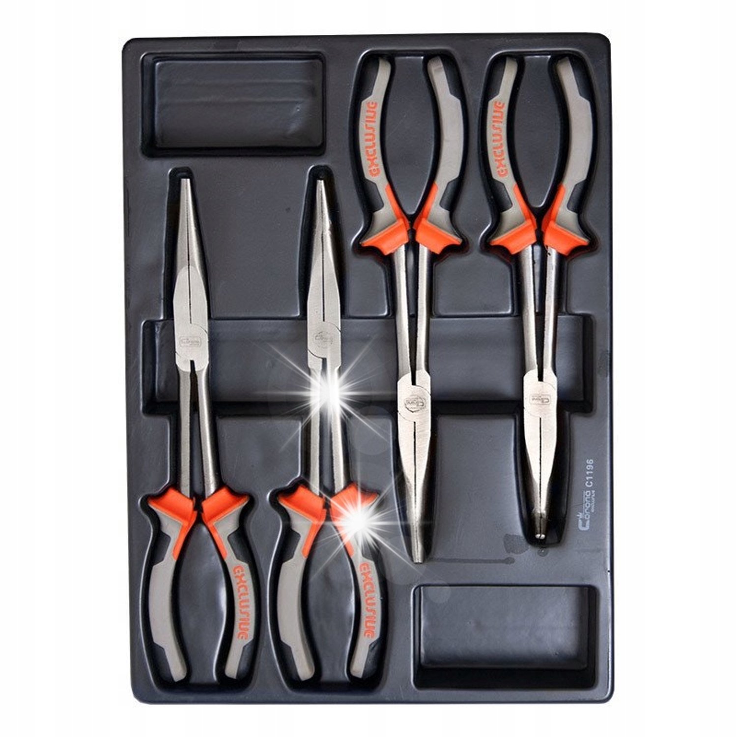 4-delige set lange tangen 280 mm, werkplaatset