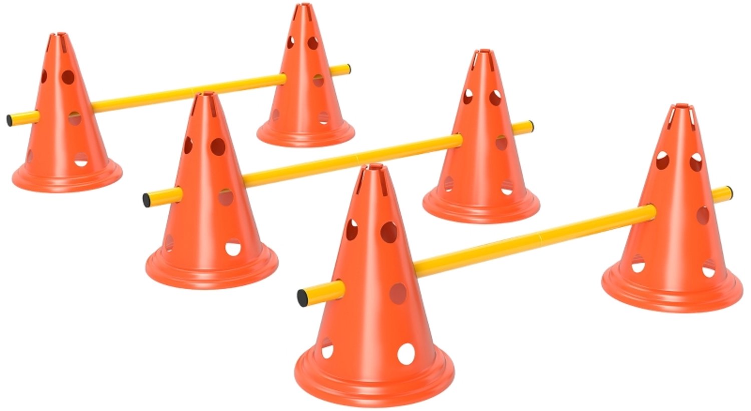 WUVRIE - Agilityset voor honden 80x22,5x30 cm - 3 verstelbare hordes met 6 kegels en draagtas - Oranje