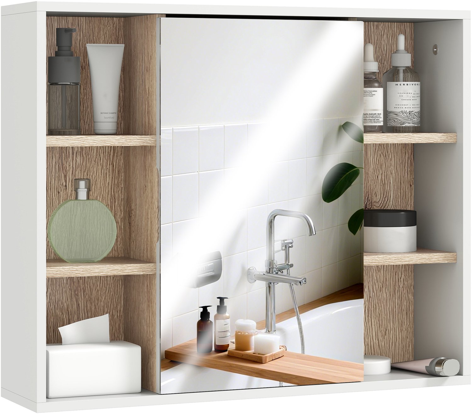 HOMCOM spiegelkast - MDF - 60x14x49cm - Wit