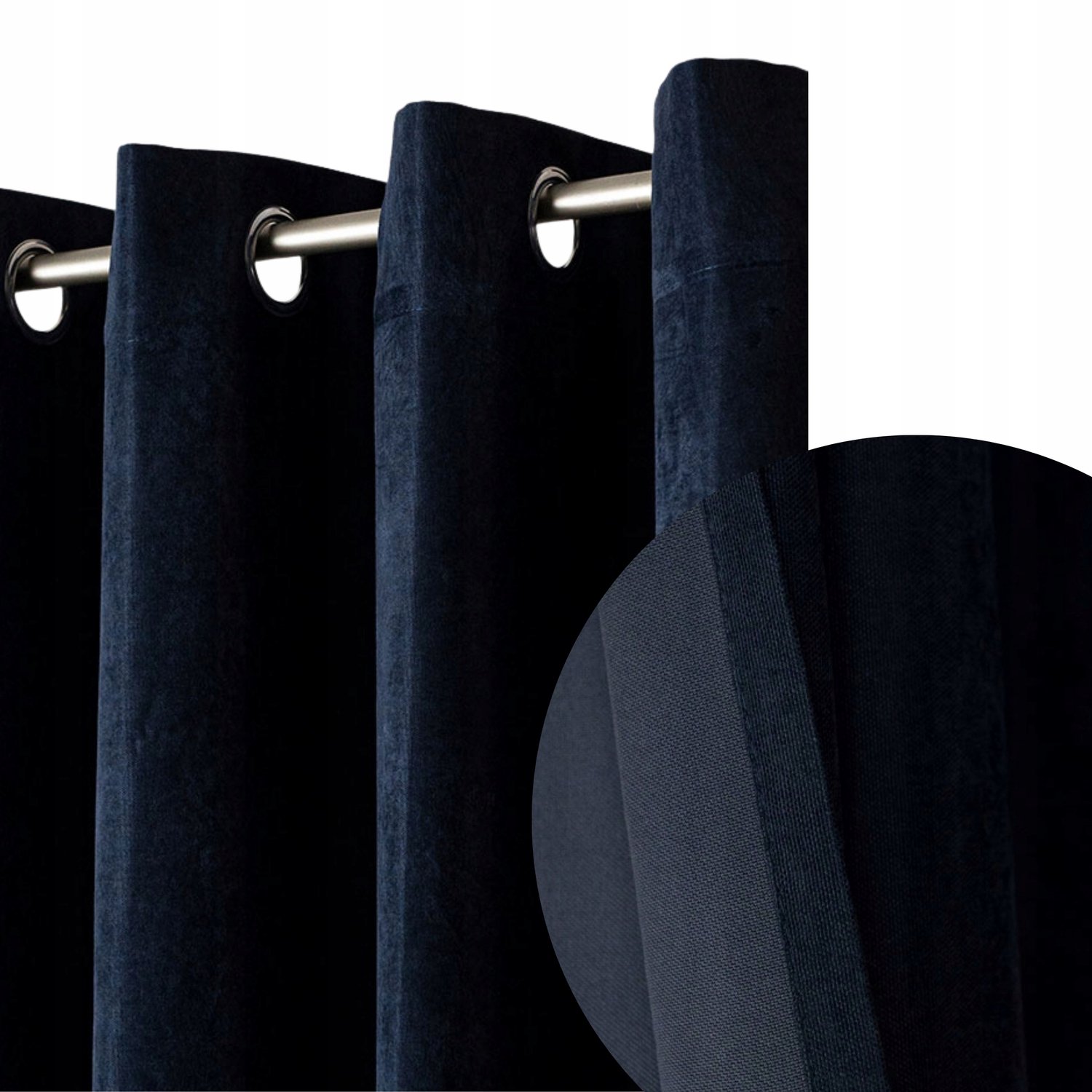 Kant-en-klare Velours Gordijn 140x250 cm Navy met Ring Gekromd