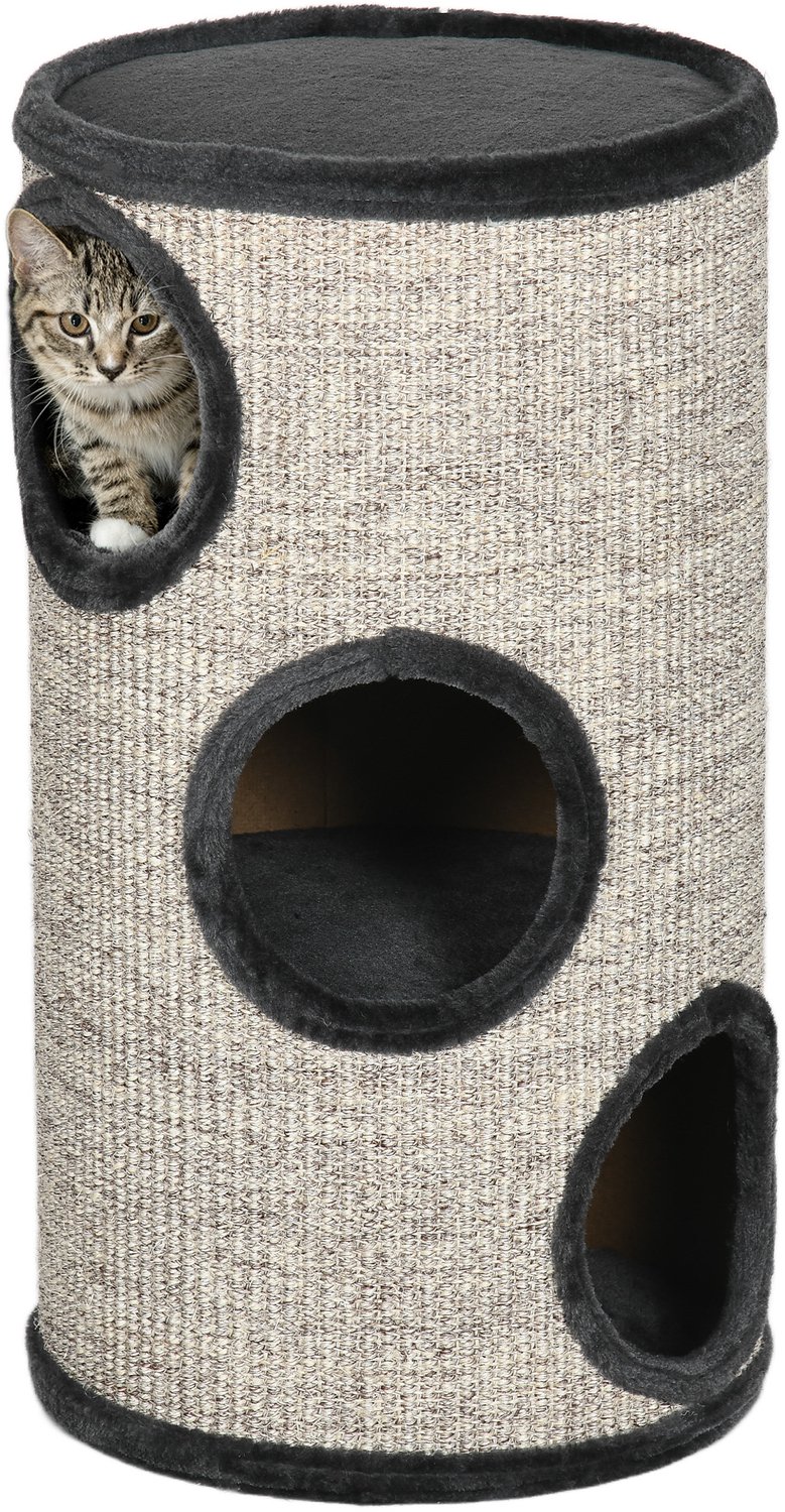 Pawona Krabton met 3 niveaus - Met sisal kraboppervlak en pluche - Ø38 x 70 cm - Lichtgrijs