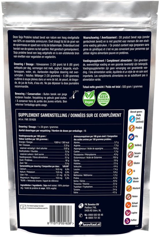 Lucovitaal Premium Soja Proteïne Puur - 500 gr van Merkloos — afbeelding 5