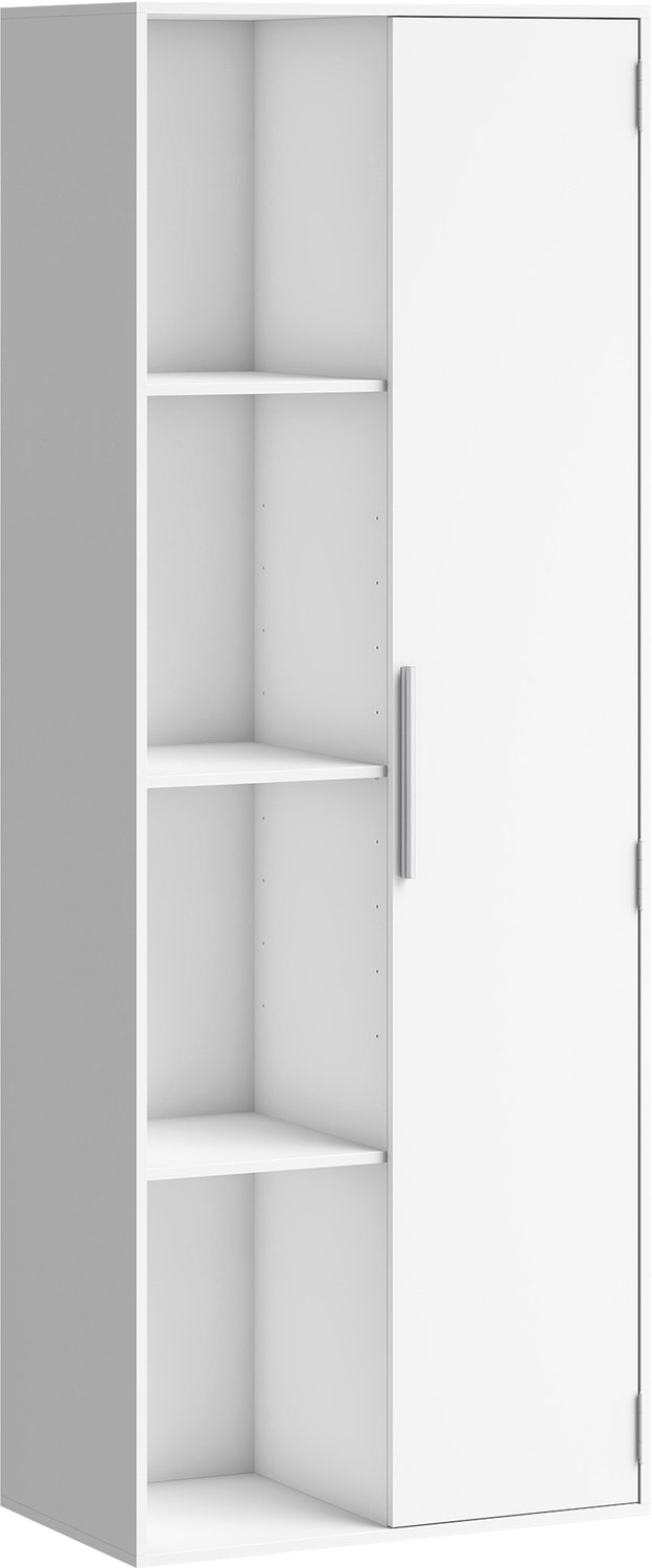 Homona Boekenkast met deuren en verstelbare planken - Met 4 open vakken en kast - 60 x 35 x 160 cm - Wit