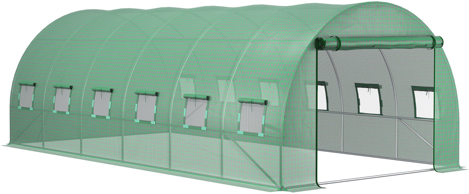 Sunona Vervangende folie voor tunnelkas - Met 12 ramen en roldeur - 600 x 300 x 200 cm - Groen