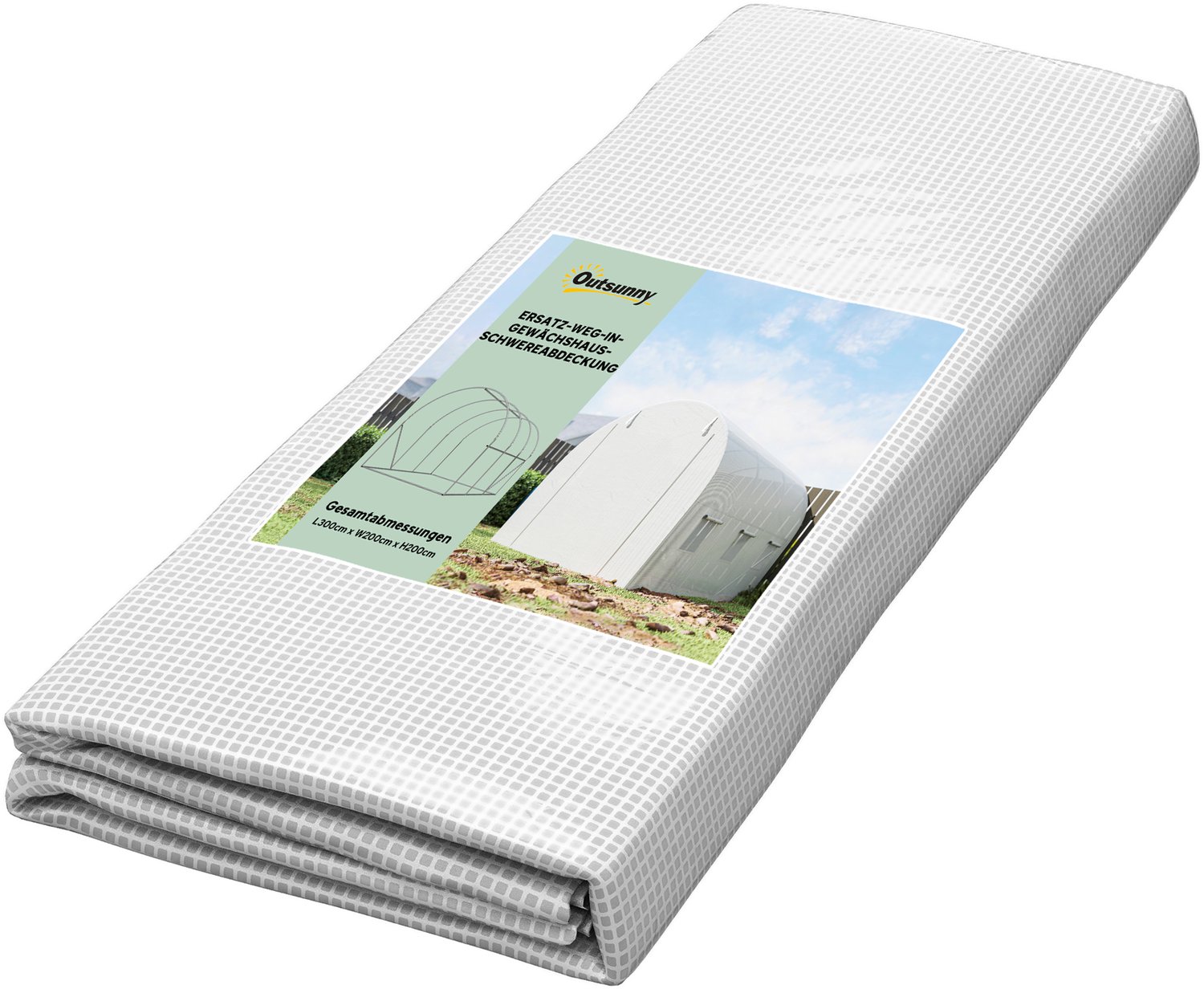Sunona Vervangende foliekas-afdekking - Met 6 ramen en roldeur - 300 x 200 x 200 cm - Wit