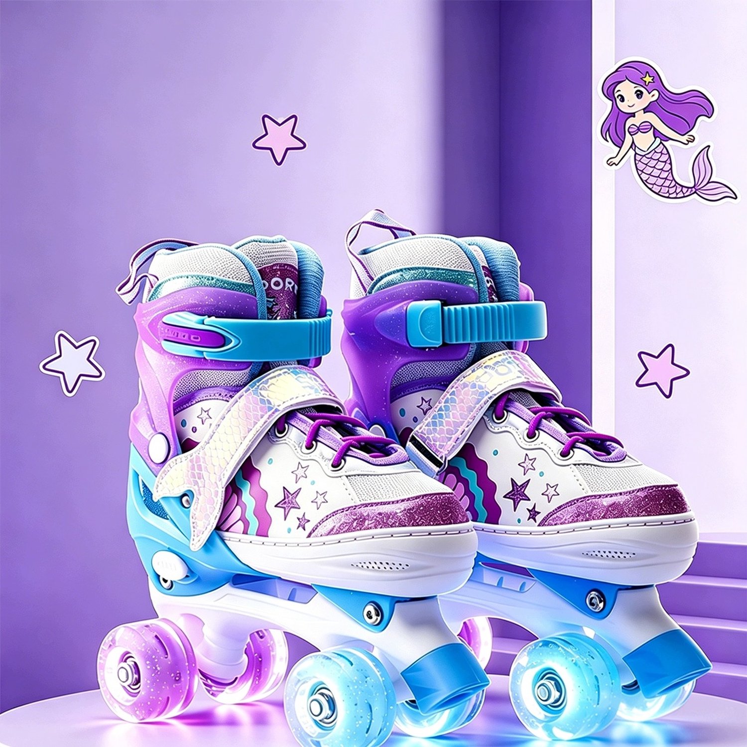 Verstelbare Kinder rolschaatsen met LED wielen Wielokolorowy