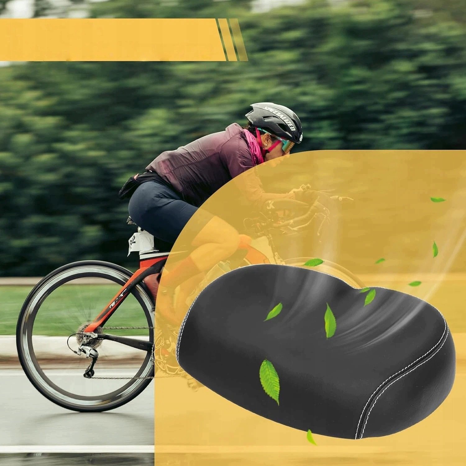Comfortabel Breed Fietszadel - Zacht, Groot, Geventileerd - 26x17cm