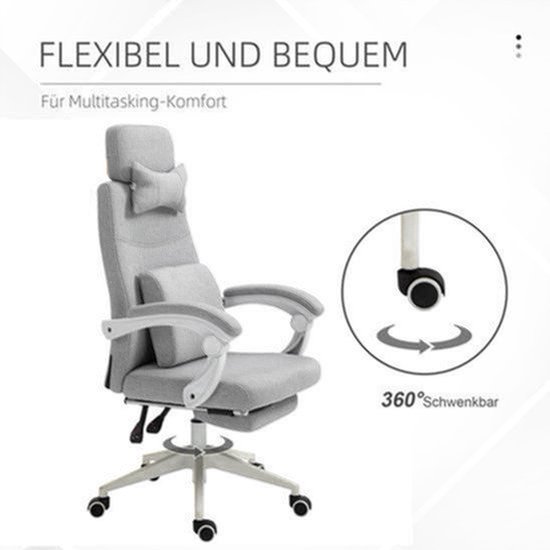Gamingstoel – Gamestoel – Bureaustoel – Gaming Chair – Ergonomische Stoel – Verstelbare Zithoogte – Uittrekbare Voetensteun – Polyester & Foam – 62x68x117-127 cm — afbeelding 4