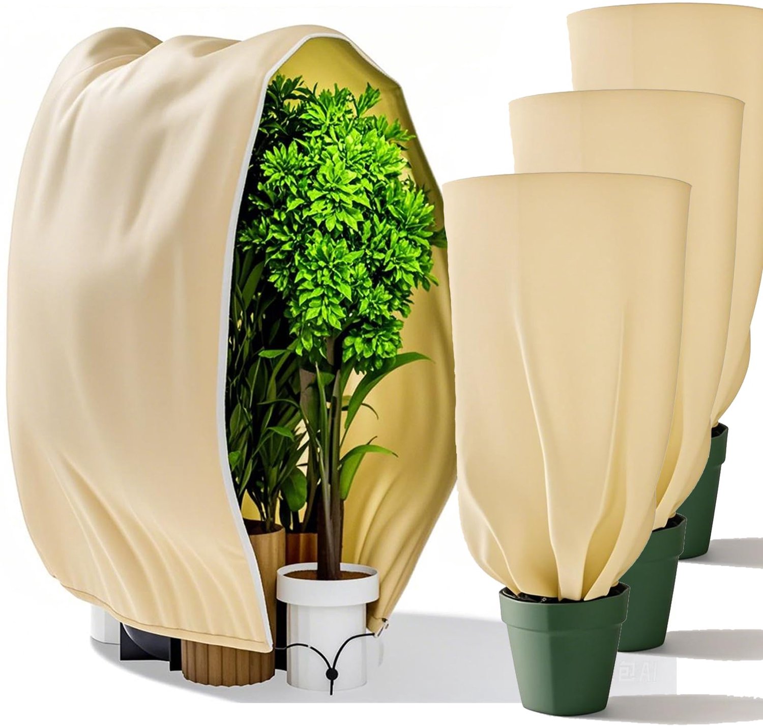 Famanu - Frostbescherming voor Planten - Beschermt tegen vorstschade - Ademend en scheurvast - Transparant 3 stuks