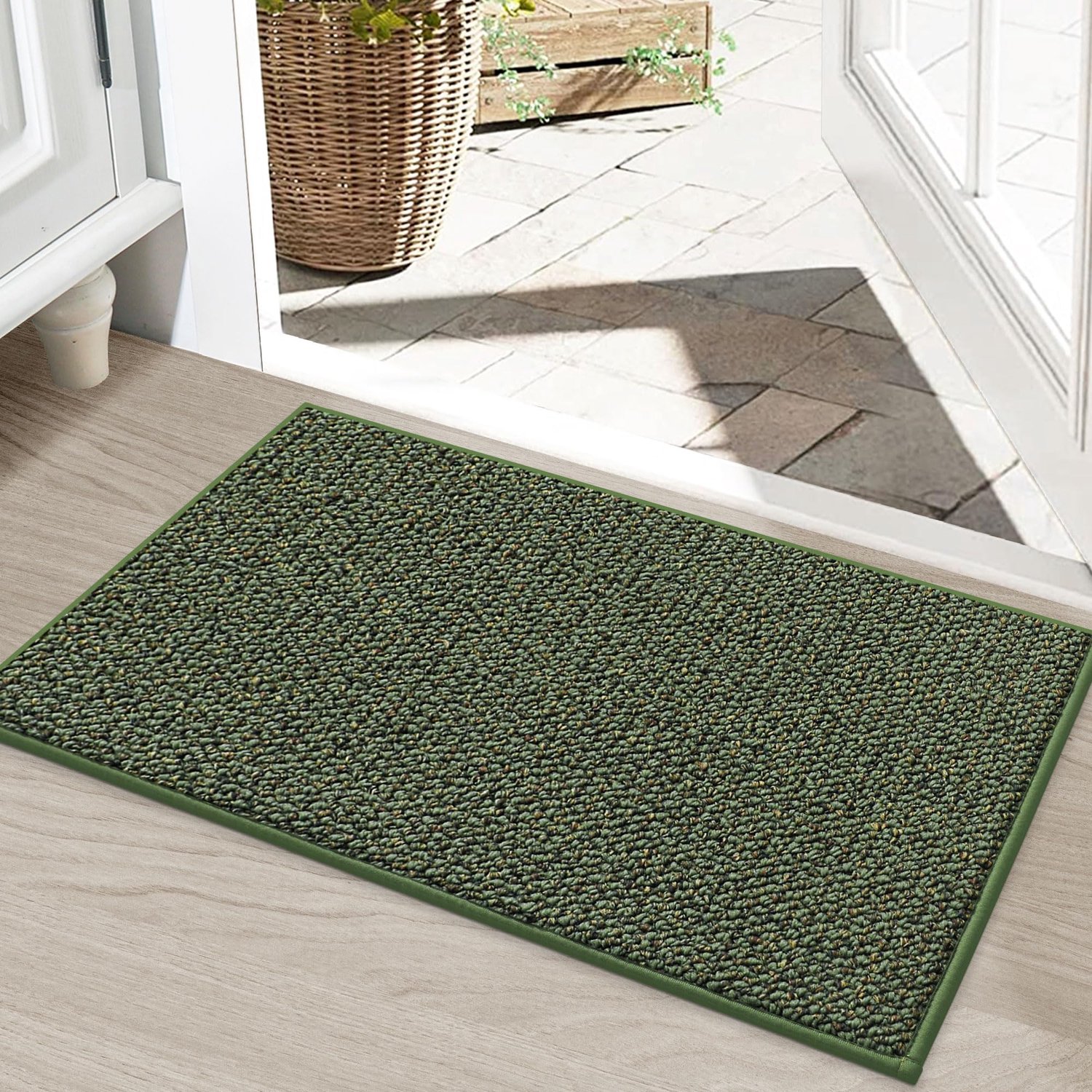 Famanu - Voetmat Binnen - voorkomt dat vuil naar binnen komt - antislip en wasbaar - Groen 1 stuk