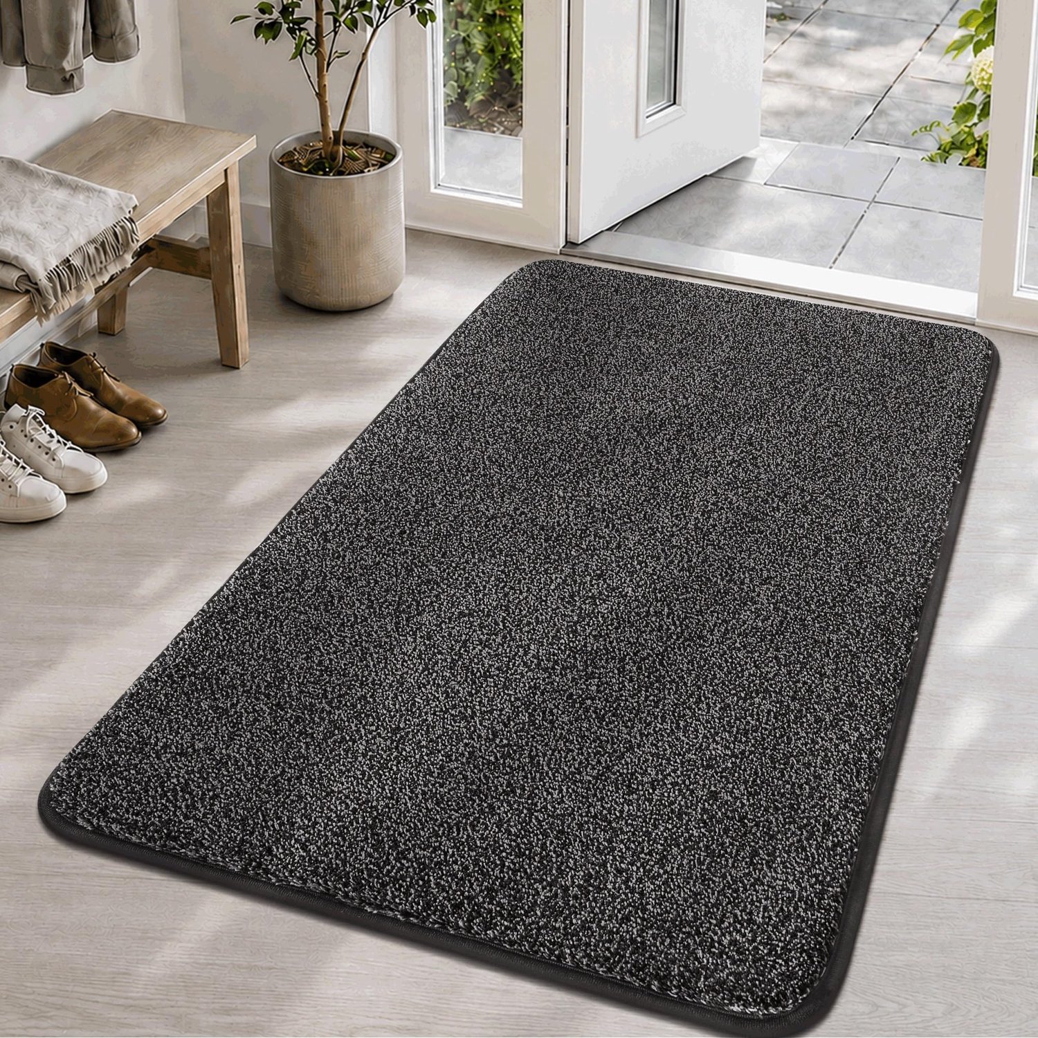 Famanu - Deurmat Antraciet - Houdt je vloer schoon en droog - Duurzaam polyester - 1 stuk