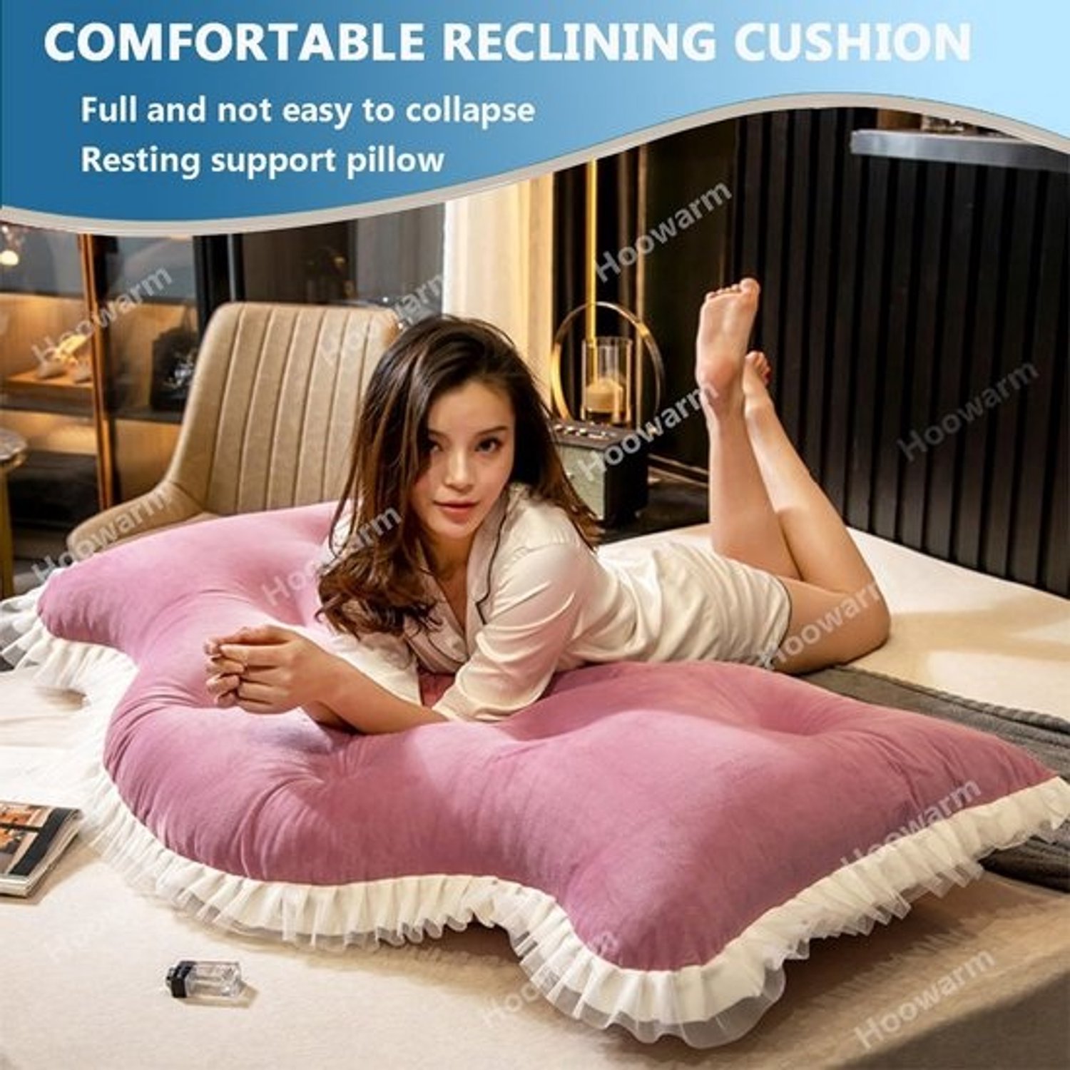 groot hoofdbordkussen - voor bed en bank | comfortabel rugkussen - met afneembare, wasbare hoes - 150cm