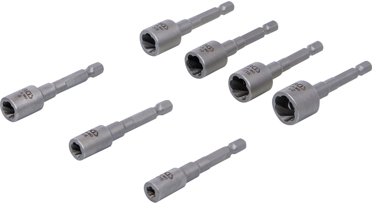 BGS Uitdraaiset voor schroeven en moeren | Aandrijving buitenzeskant 6,3 mm (1/4") | voor boormachines | 7-delig - 74562