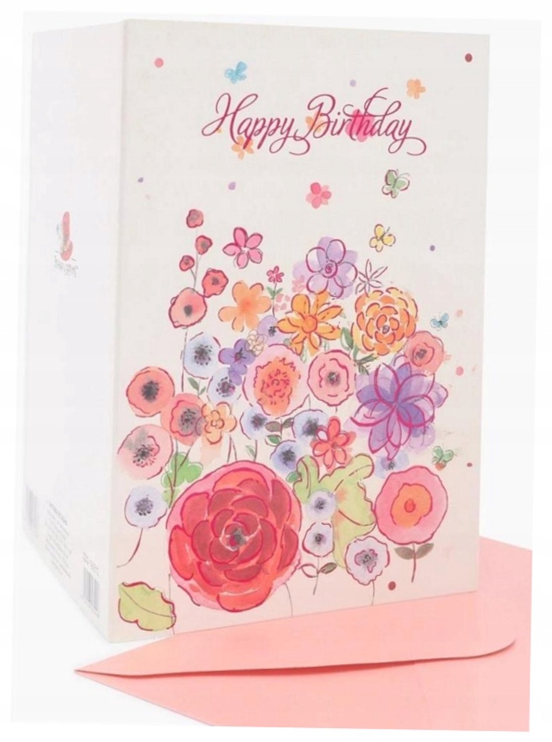 Gouden Verjaardagskaart B6 met Bloemendecoratie